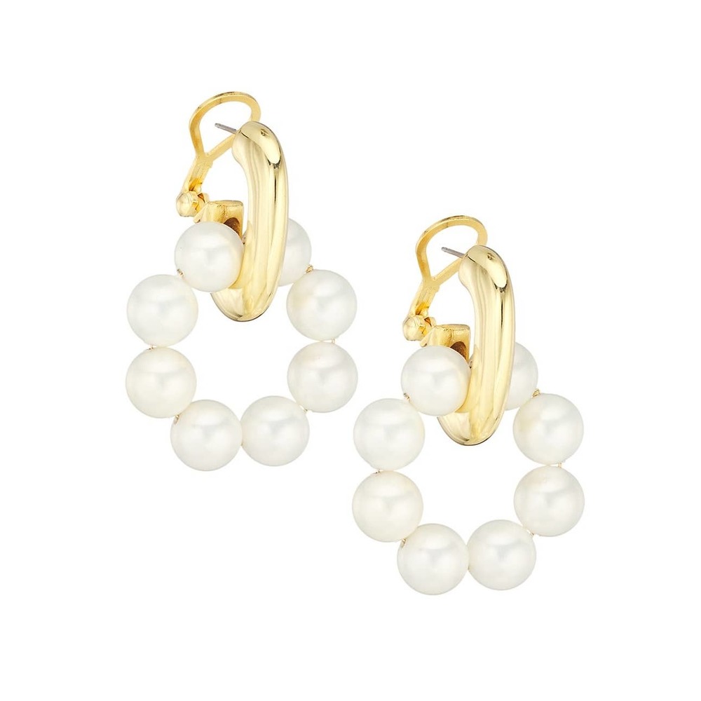 Kenneth Jay Lane 22K Goldplated Faux Pearl Doorknocker Earrings